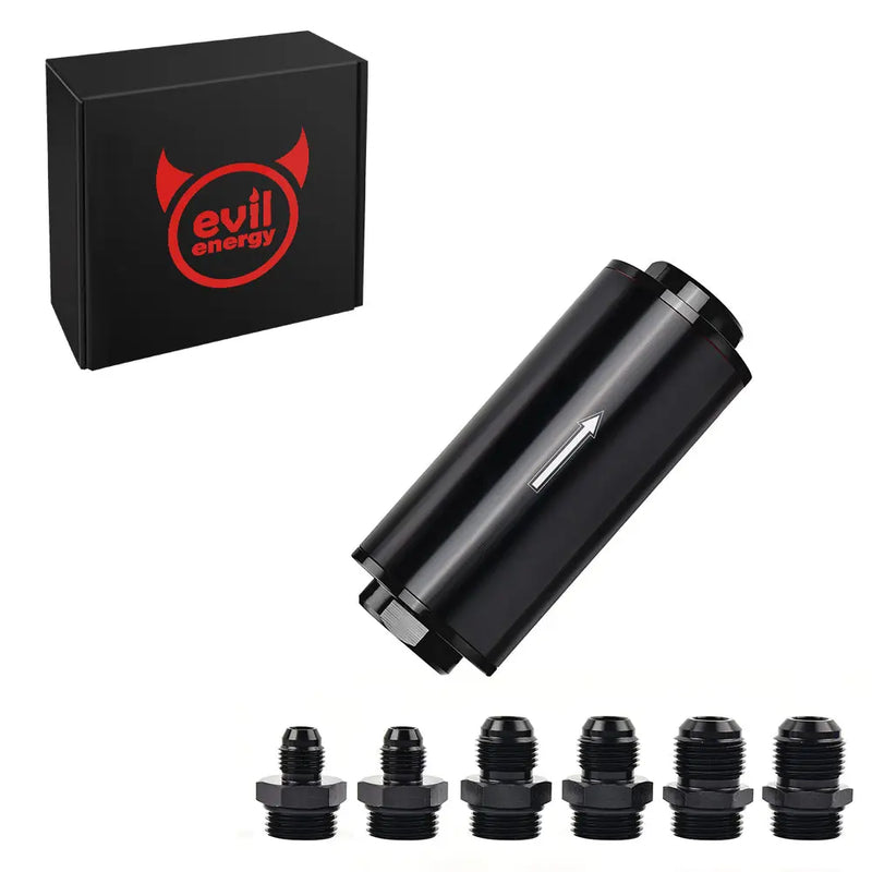 Evilenergy EVIL ENERGY 10 Micron Inline Fuel Filter with 6AN 8AN 10AN Adapter Universal 50MM