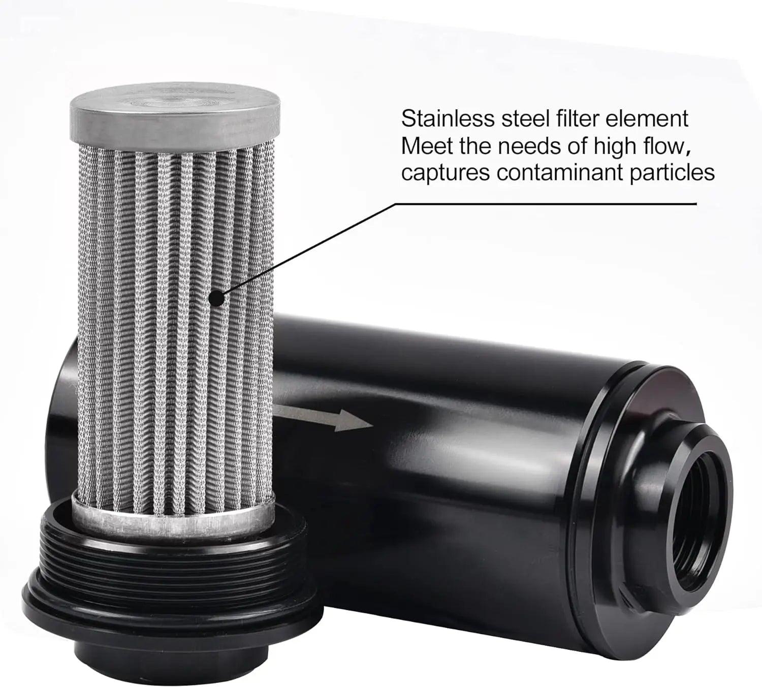 Inline Fuel Filter with 6AN 8AN 10AN Adapter&Bracket Universal 10/30/40/100 Micron|EVIL ENERGY[10 Micron black]