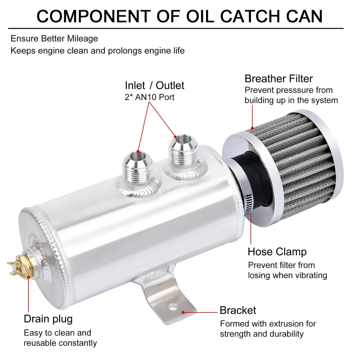 EVIL ENERGY PCV/CCV 10AN Baffled Aluminum Oil Breather Catch Can