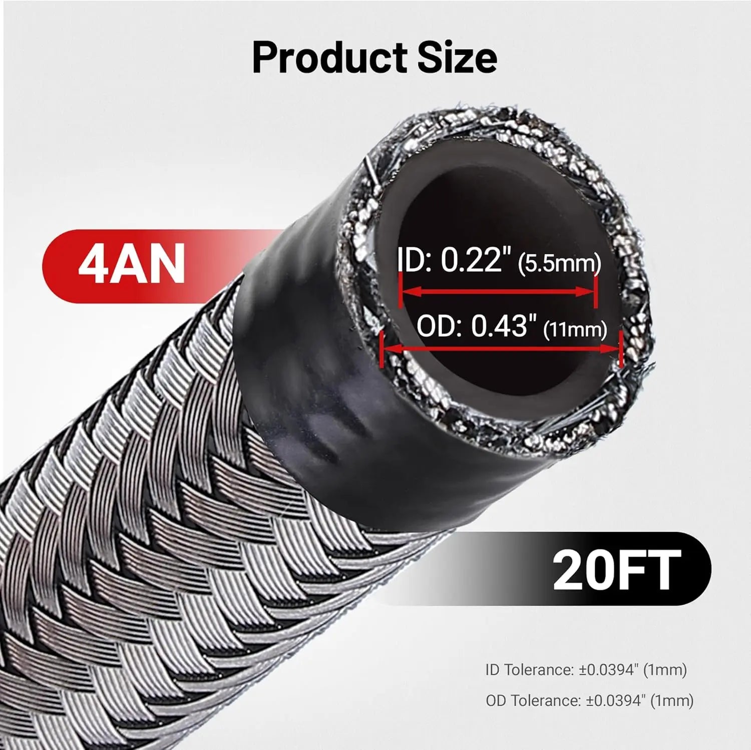 EVILENERGY EVIL ENERGY 10AN Fuel Line Kit 20FT, 10AN Hose Stainless Steel Braided Fuel Line Hose Fitting Kit CPE, Silver [4AN]
