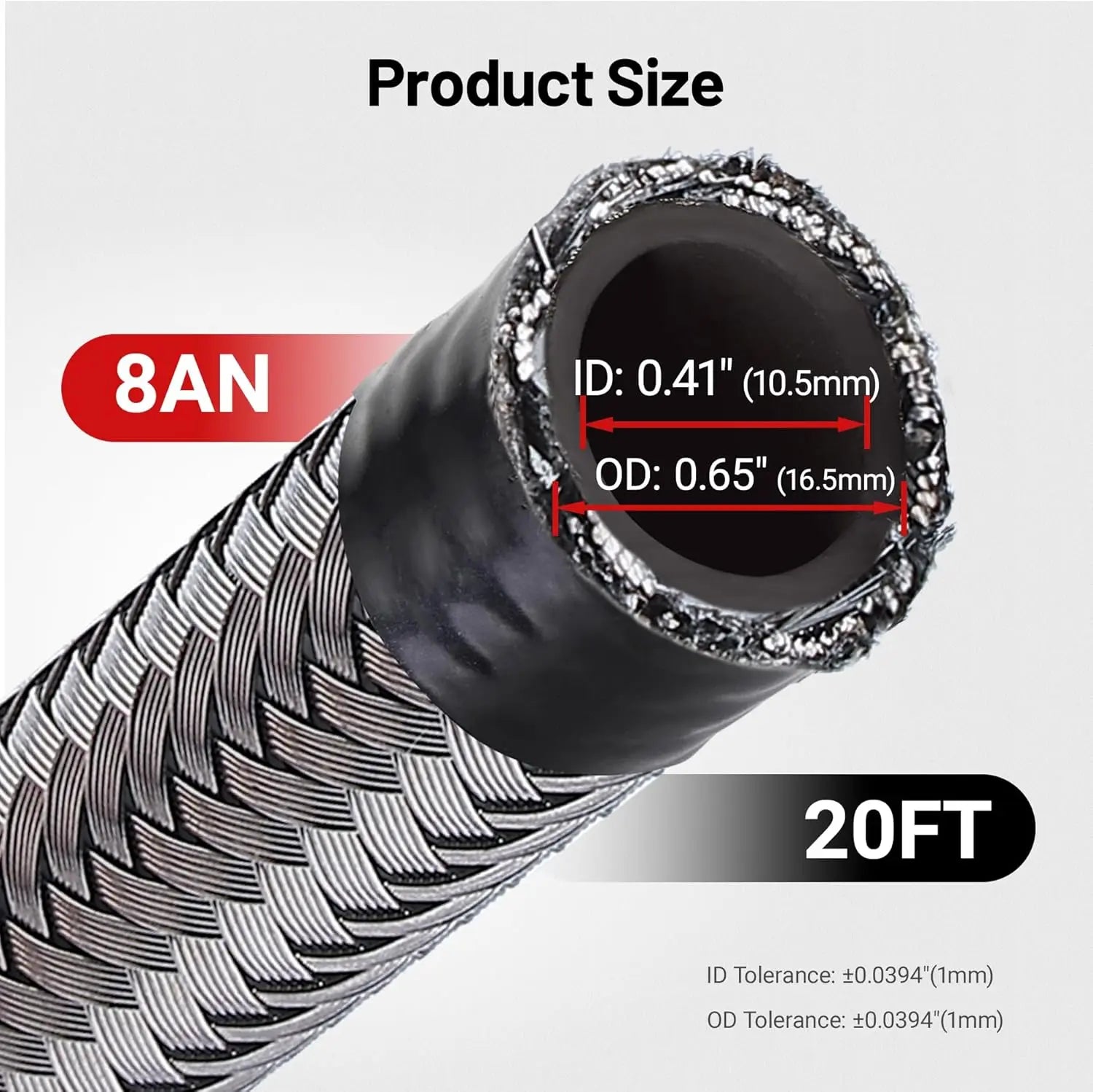 EVILENERGY EVIL ENERGY 10AN Fuel Line Kit 20FT, 10AN Hose Stainless Steel Braided Fuel Line Hose Fitting Kit CPE, Silver [8AN]