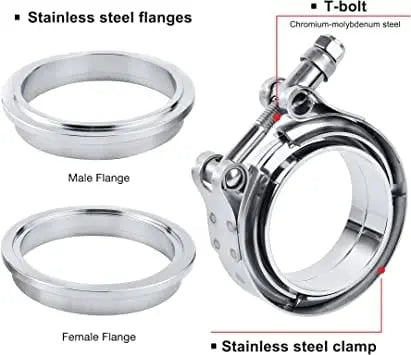 EVIL ENERGY 10PCS V Band Clamp With Male Female Flange Stainless Steel Wholesalers (2/2.25/2.5/2.75/3.0/3.5/4.0 inch)