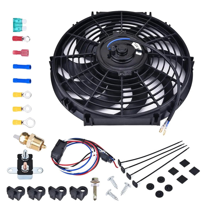 EVILENERGY EVIL ENERGY 12 Inch Electric Radiator Cooling Fan 12V 80W Mount Kit - 12.5" x 11.8" x 2.6" - Radiator Fan - Compatible with Automobile Radiators [12 IN]