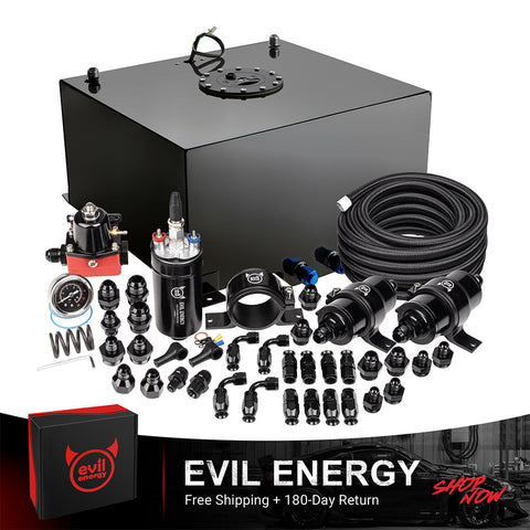 EVIL ENERGY 15Gal Fuel Cell Master Kit , 300LPH Pump & 20 FT PTFE Lines - High-Performance Racing Upgrade