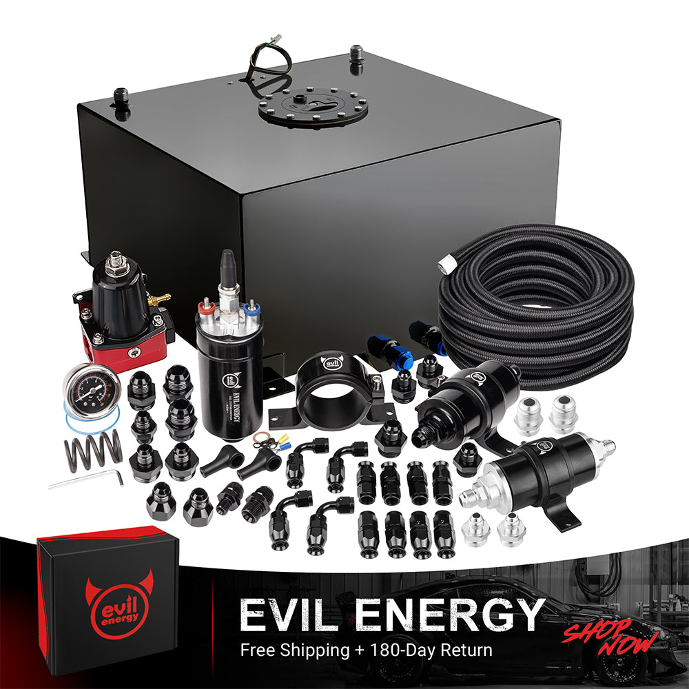 [30&100 Micron] 15-Gallon EVIL ENERGY Aluminum Fuel Cell Gas Tank Kit with AN10 Fittings and Built-In Level Sensor for Automotive Fuel Systems