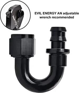 evilenergy EVIL ENERGY 8/10AN 180 Degree Push Lock Hose Fitting End Black