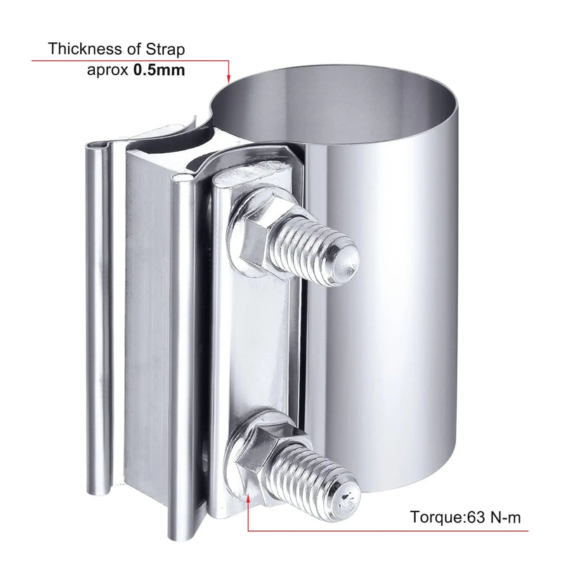 Evilenergy EVIL ENERGY 2/2.25/2.5/2.75/3/4 Inch Exhaust Clamp Butt Joint Band Clamp Sleeve Coupler Stainless Steel
