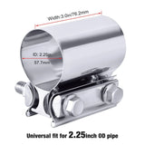 Evilenergy EVIL ENERGY 2/2.25/2.5/2.75/3/4 Inch Exhaust Clamp Butt Joint Band Clamp Sleeve Coupler Stainless Steel