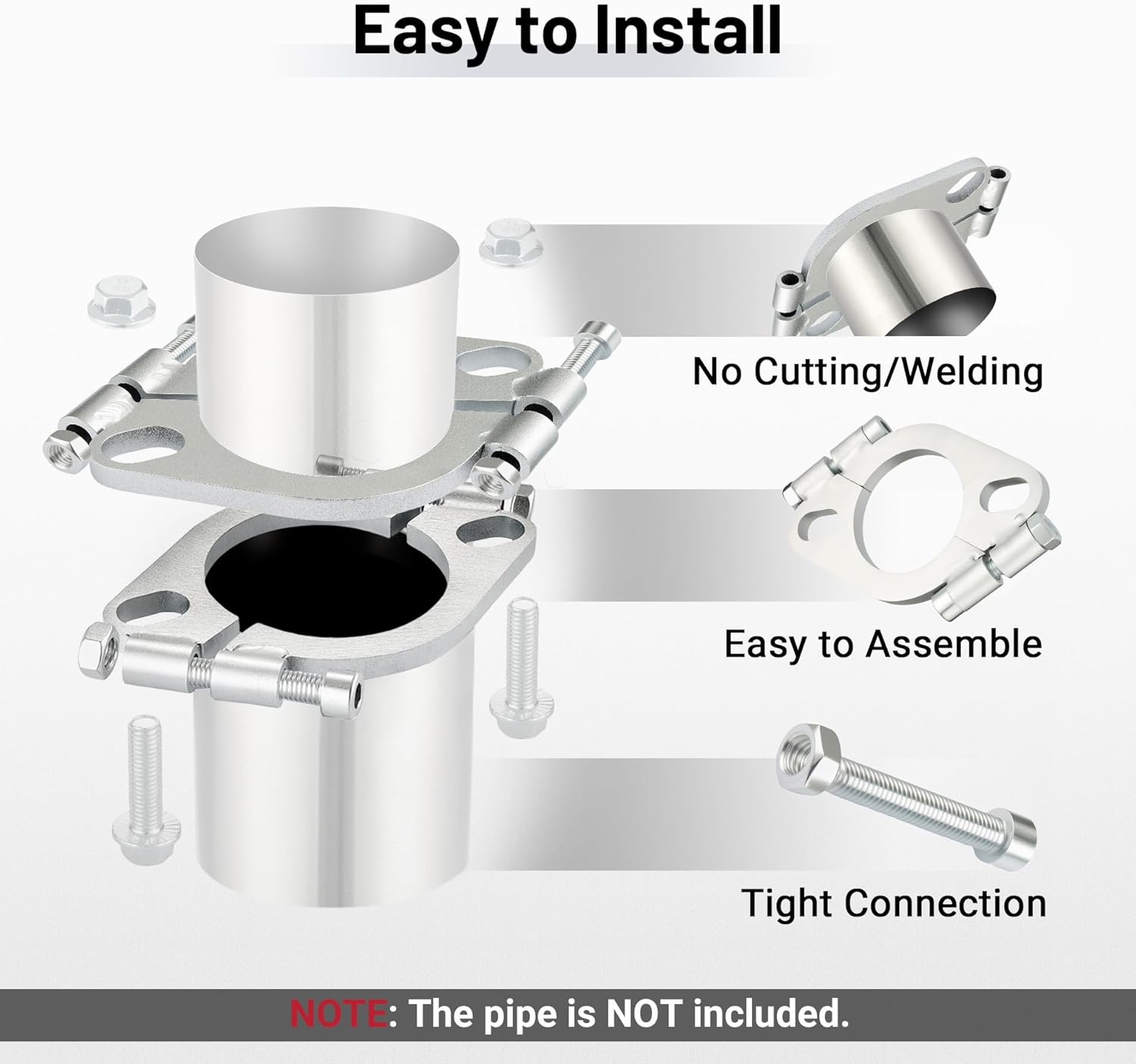 EVIL ENERGY Split Flange Repair Kit, Carbon Steel Exhaust Replacement (2/2.5/3 Inch)