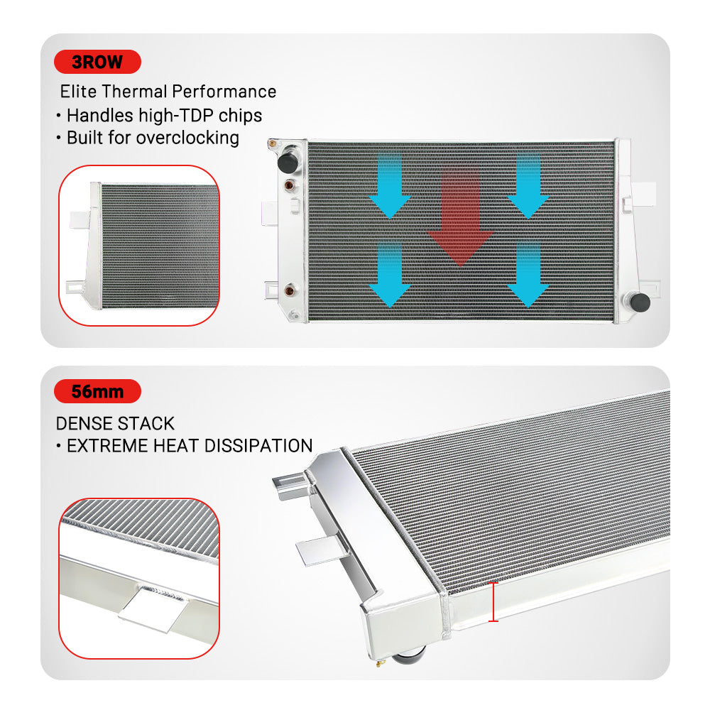EVIL ENERGY 3Row-56mm Performance Aluminum Radiator Fit for Chevrolet Silverado HD, GMC Sierra HD 2001 - 2005 6.6L Duramax LB7/LLY