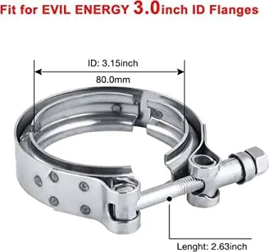 Evilenergy EVIL ENERGY 2.5/3.0 Inch V Band Clamp for Flange Kit Stainless Steel