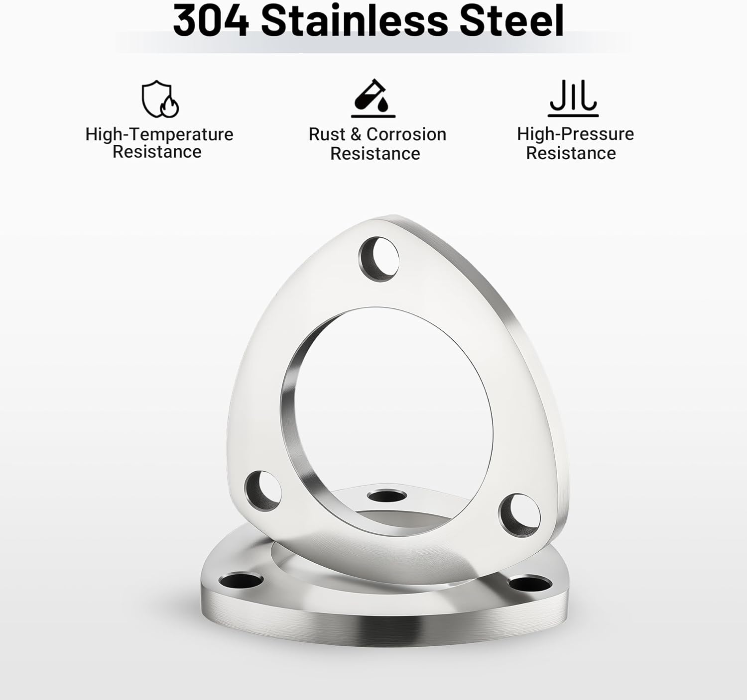 EVIL ENERGY 3-Bolt Exhaust Flange Kit, 304 Stainless Steel with Gaskets & Bolts (2.5/3 Inch)