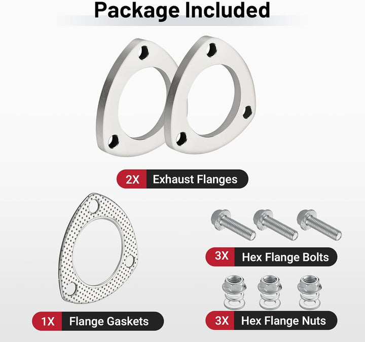 EVIL ENERGY 3-Bolt Exhaust Flange Kit, 304 Stainless Steel with Gaskets & Bolts (2.5/3 Inch) - EVILENERGY