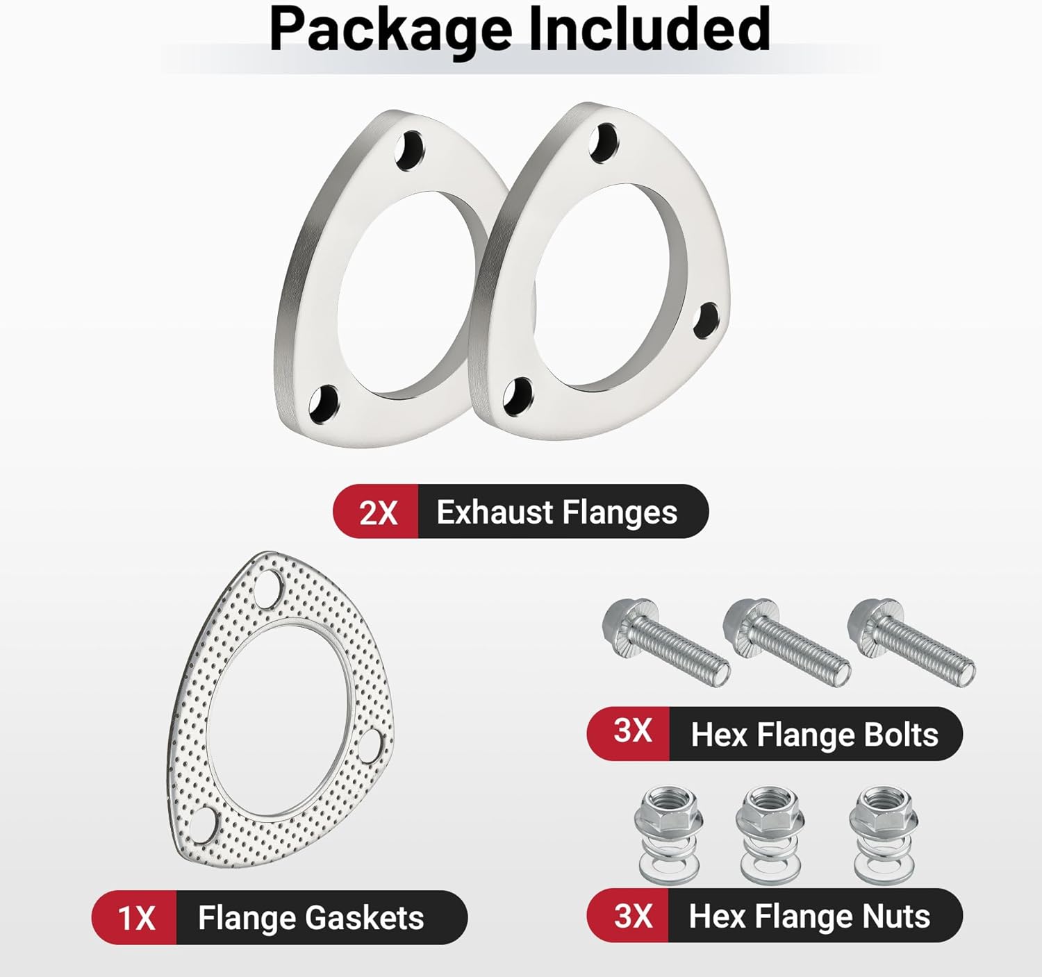 EVIL ENERGY 3-Bolt Exhaust Flange Kit, 304 Stainless Steel with Gaskets & Bolts (2.5/3 Inch) - EVILENERGY