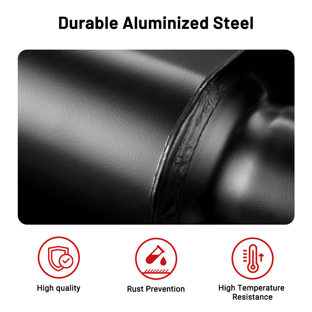 EVIL ENERGY Universal Exhaust Kit – Super 10 Series Muffler (2.5-inch or 3.0-inch Center In/Out) + 8-Piece 2.5-inch Mandrel Bent Tubing Set, Aluminum Plated