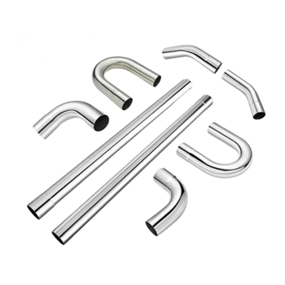 EVIL ENERGY Universal Exhaust Kit – Super 10 Series Muffler (2.5-inch or 3.0-inch Center In/Out) + 8-Piece 2.5-inch Mandrel Bent Tubing Set, Aluminum Plated