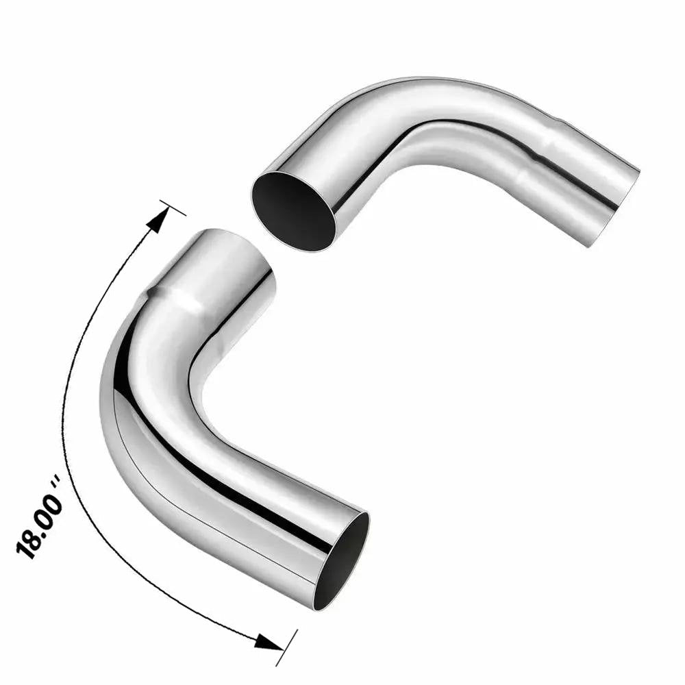 EVIL ENERGY Universal Exhaust Kit – Super 10 Series Muffler (2.5-inch or 3.0-inch Center In/Out) + 8-Piece 2.5-inch Mandrel Bent Tubing Set, Aluminum Plated