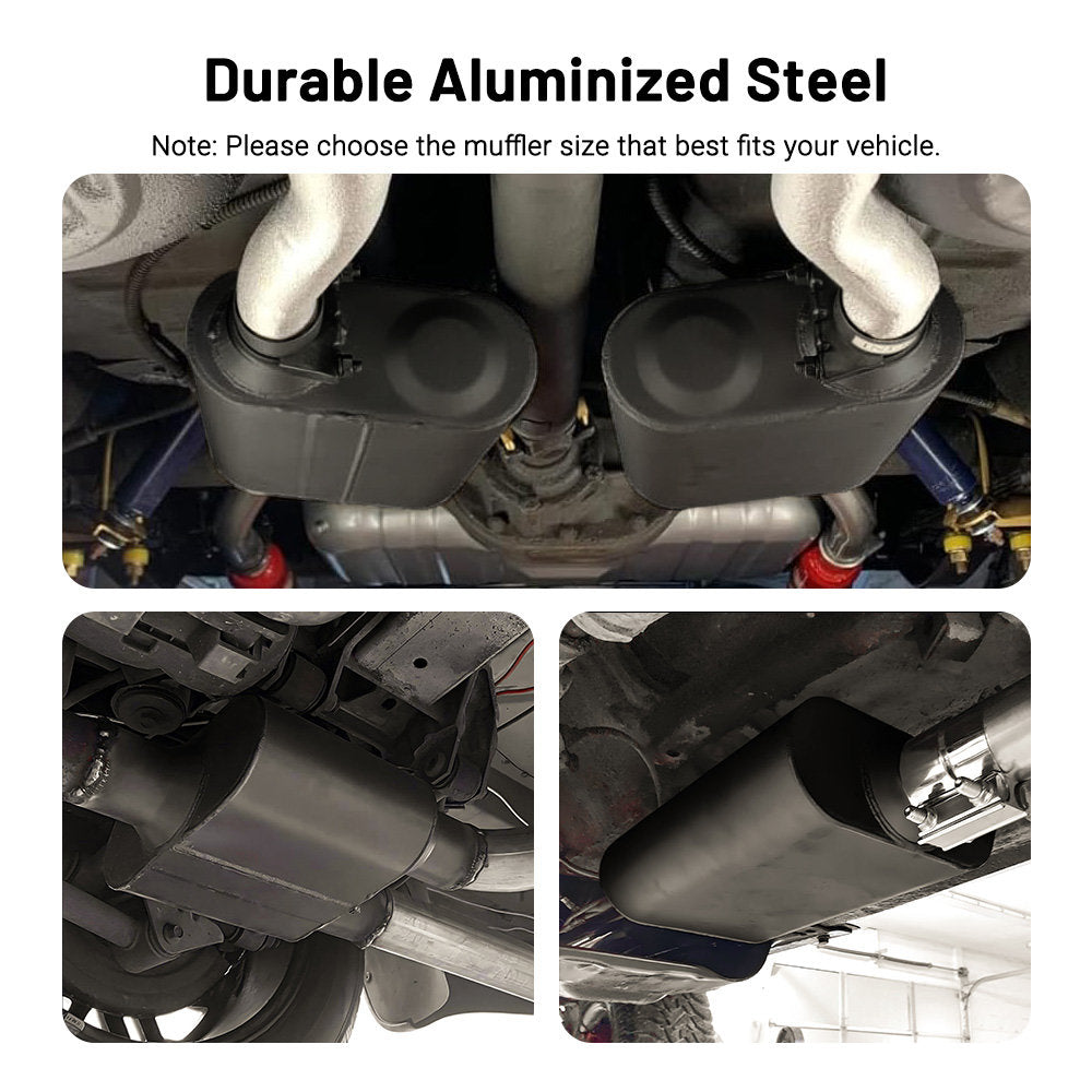 EVIL ENERGY Universal Exhaust Kit – Super 10 Series Muffler (2.5" or 3.0" Center In/Out) + 8-Piece 2.5" Mandrel Bent Tubing Set, Aluminum Plated