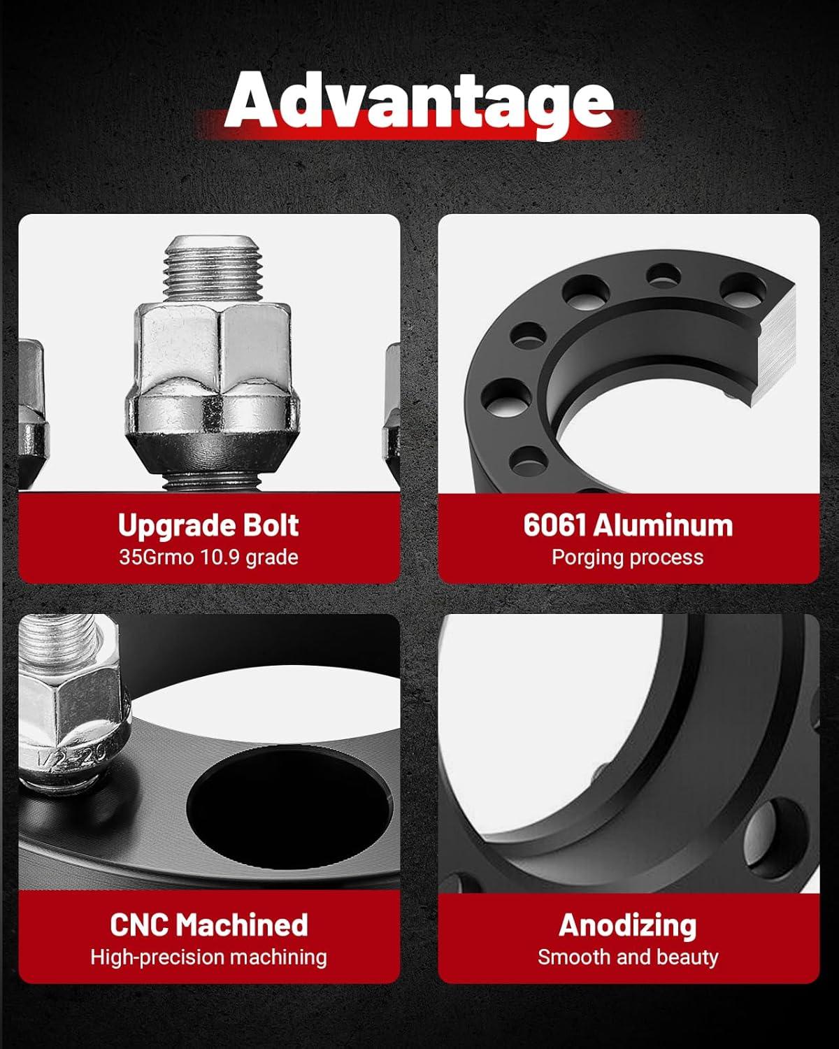 EVIL ENERGY 5x4.5” Wheel Spacers (50mm) - Compatible with Jeep Cherokee, Wrangler, Grand Cherokee & More | 4 pcs Lug Centric Adapters - EVILENERGY