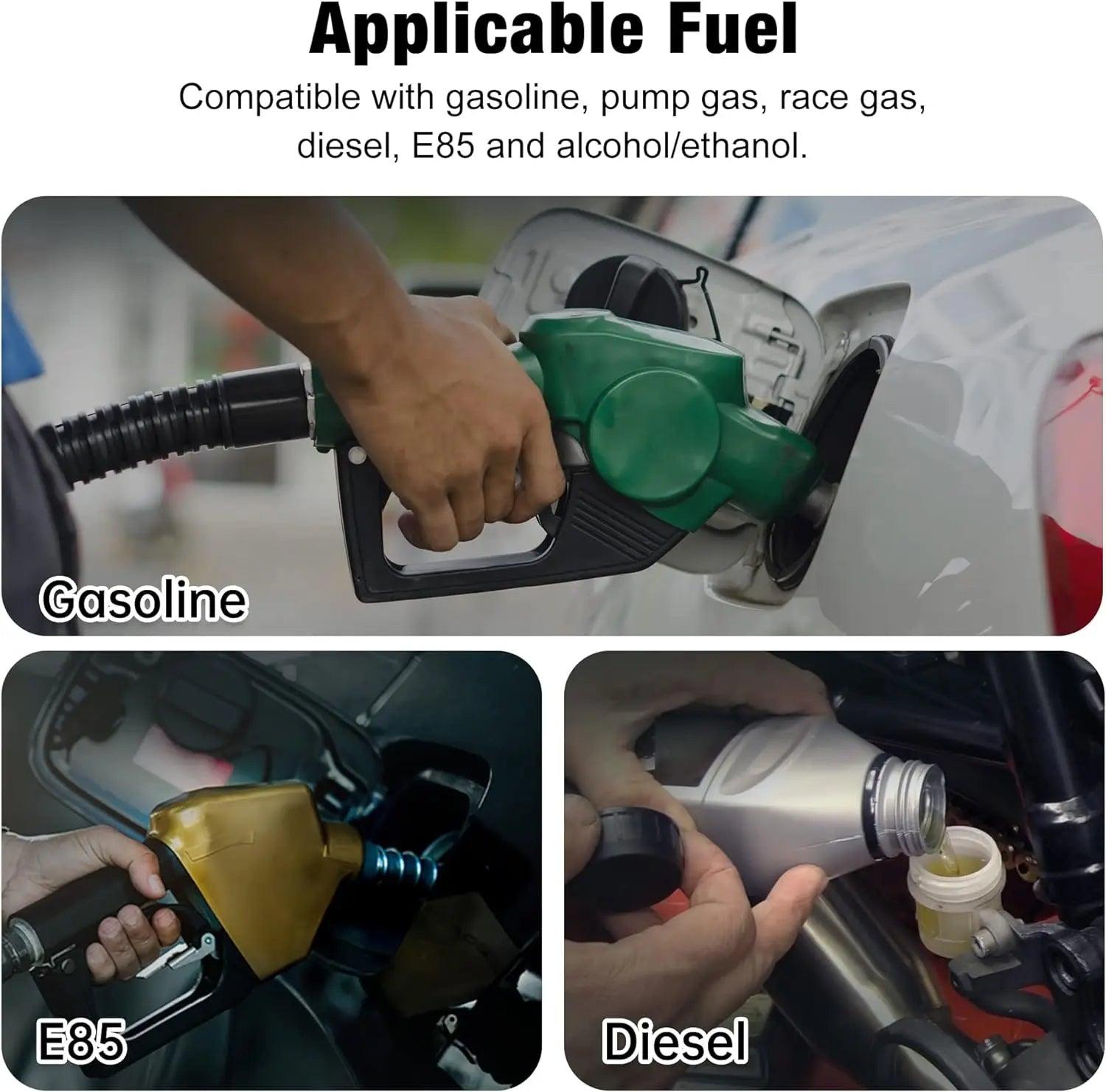 EVIL ENERGY External Inline Fuel Pump Compatible Fuels – Gasoline, E85, diesel, race gas, ethanol/alcohol