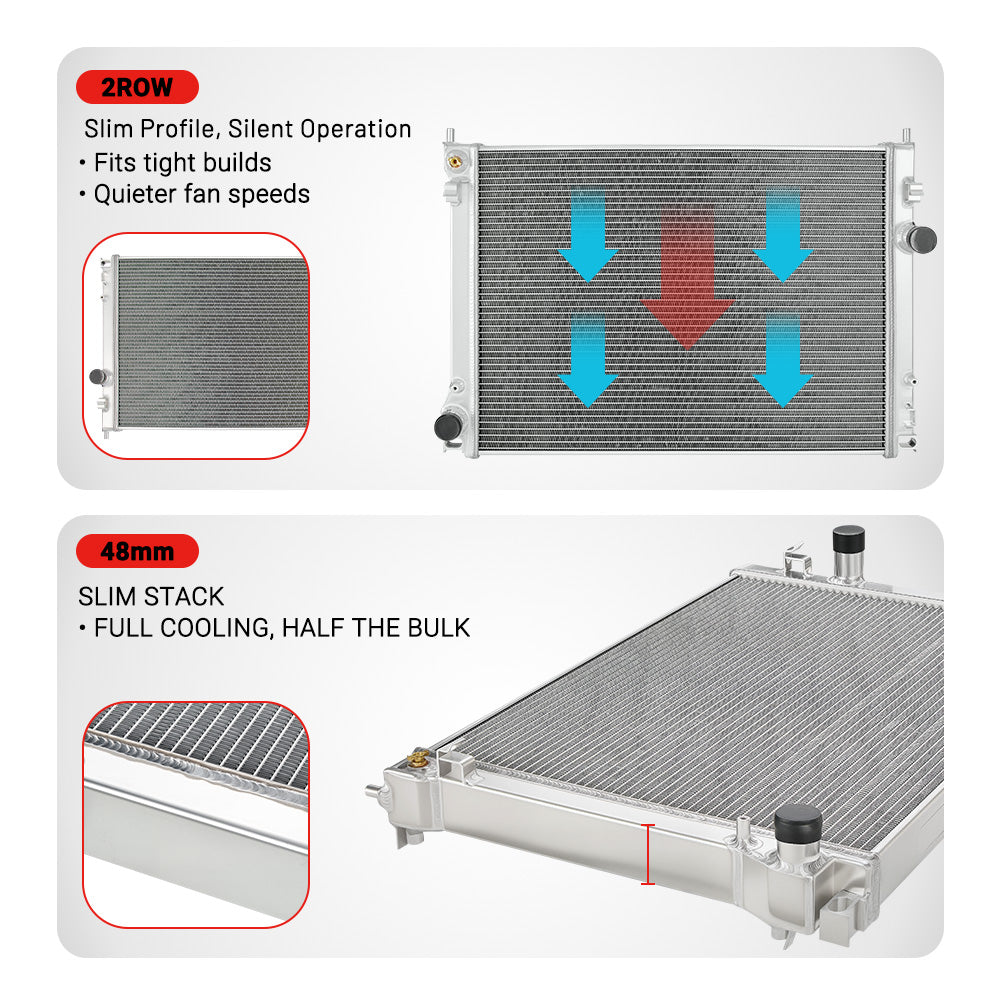 EVIL ENERGY 2Row-48mm Performance Aluminum Radiator Fit for Dodge Challenger 2009+ 5.7L V8