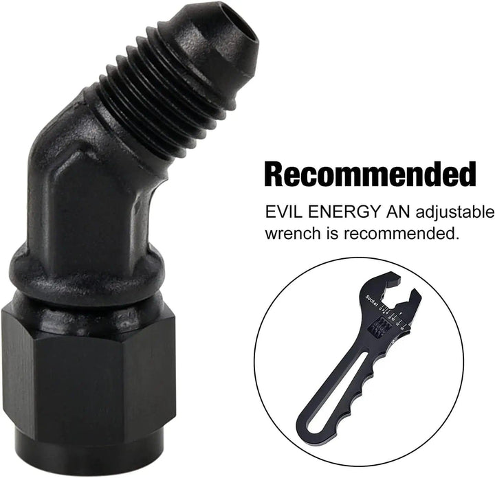 EVIL ENERGY 4AN Female to Male 45 Degree Swivel Fitting Adapter