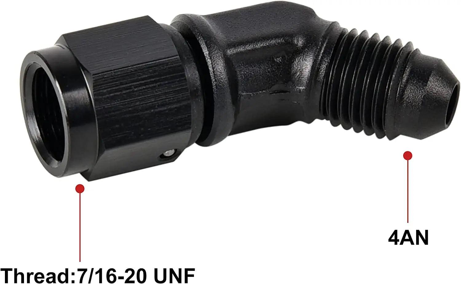 Evilenergy EVIL ENERGY 3/4/6/8/10AN Female to AN Male Flare 45 Degree Swivel Fitting Adapter Aluminium Black
