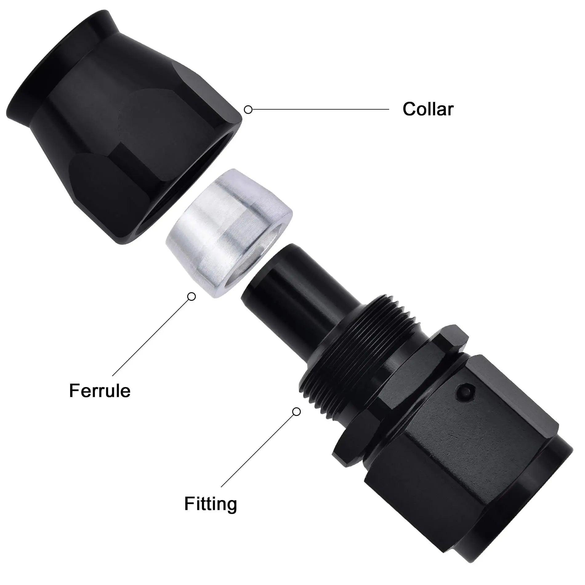 Sauto PTFE Hose End Fittings – Swivel Straight – Choose AN4 To AN12 – Red/Blue