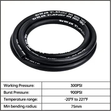 Evilenergy EVIL ENERGY 3/8 1/4 5/16 Inch Fuel Line Marine Rubber Hose 25FT Type A1-15 SAE J1527