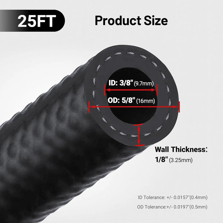 EVILENERGY EVIL ENERGY 3/8 Fuel Line Kit 25FT, SAE 30R7 NBR Rubber Push Lock Fuel Hose with 14 Fitting Adapters and 10 Hose Clamps, 25PCS