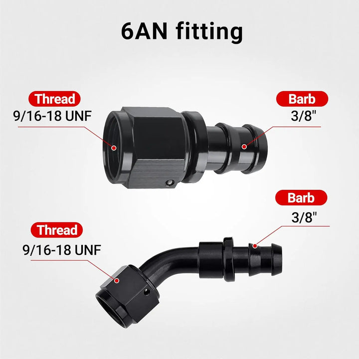 EVILENERGY EVIL ENERGY 3/8 Fuel Line Kit 25FT, SAE 30R7 NBR Rubber Push Lock Fuel Hose with 14 Fitting Adapters and 10 Hose Clamps, 25PCS