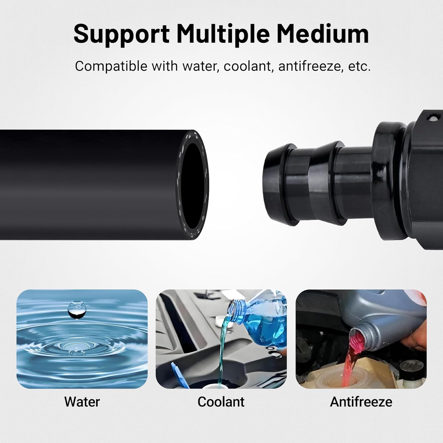 EVIL ENERGY heater hose with clamps supports multiple media: water, coolant, antifreeze, and more