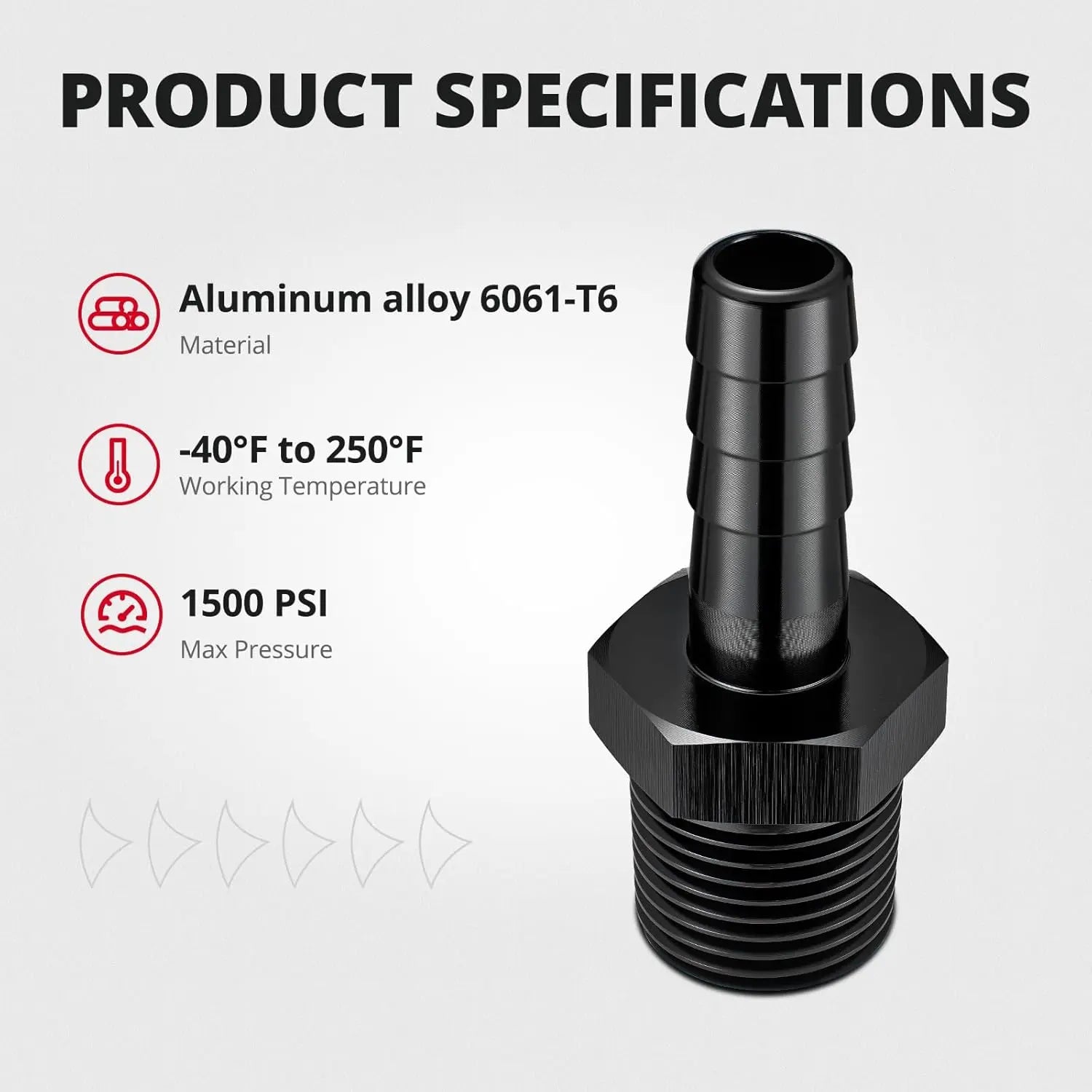 EVILENERGY EVIL ENERGY 3/8" NPT Male to 3/8" Barb Fitting, Fuel Oil Pump Inlet Fitting Adapter Straight Aluminum Black