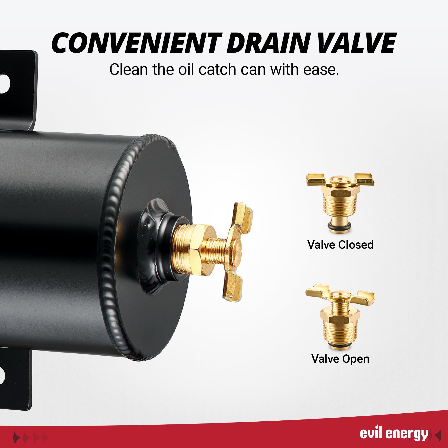EVIL ENERGY 3 Port Baffled 750ML PCV Oil Catch Can Kit with Breather Filter, Air Oil Separator with Drain Valve & CPE Fuel Line Kit - EVILENERGY
