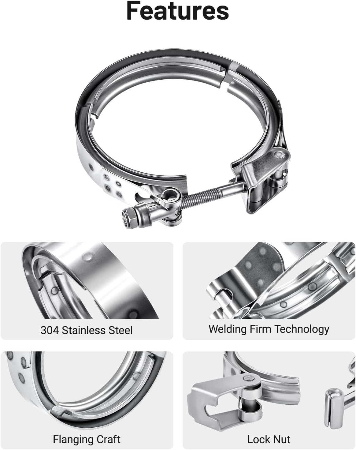 EVIL ENERGY V Band Clamp Quick Release Stainless Steel Male Female Mild Steel (without Flange)