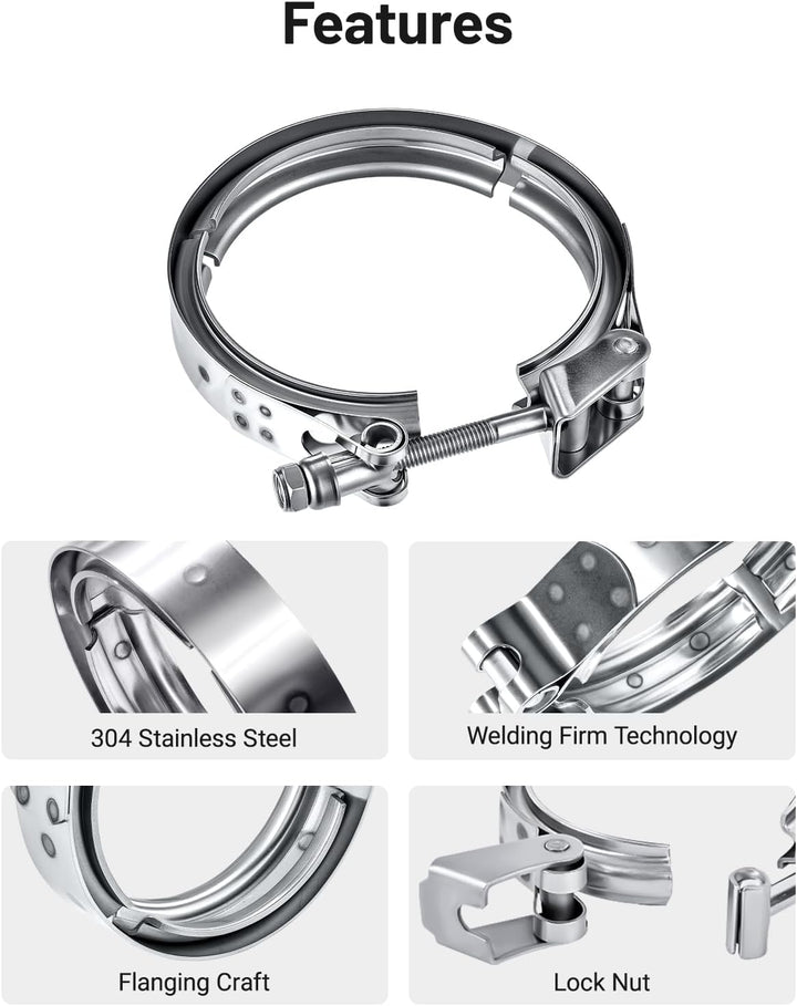 EVIL ENERGY V Band Clamp Quick Release Stainless Steel Male Female Mild Steel (without Flange) - EVILENERGY