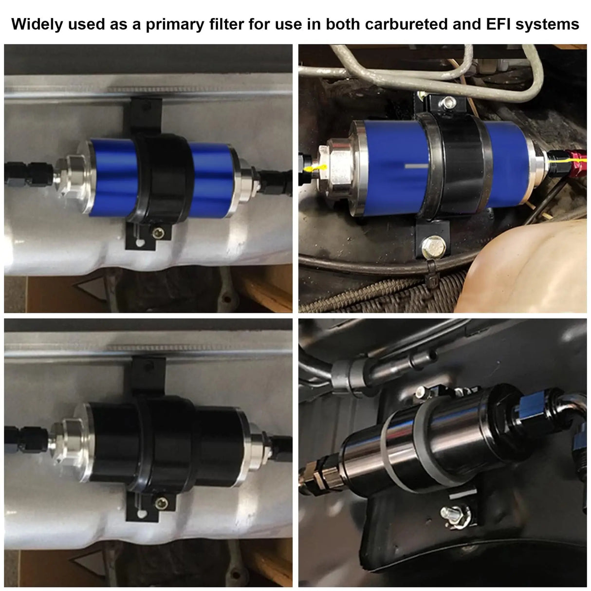 High Flow 100 Micron Inline Fuel Filter 6AN 8AN 10AN Adapter