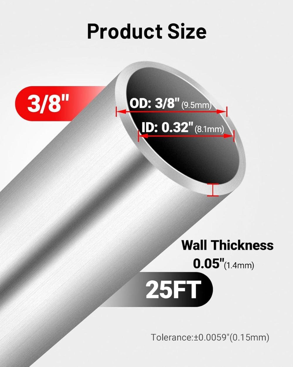 Evil Energy Aluminum Tube Product Size 3/8 inch OD, 0.32 inch ID, 25FT length with 0.05 inch wall thickness