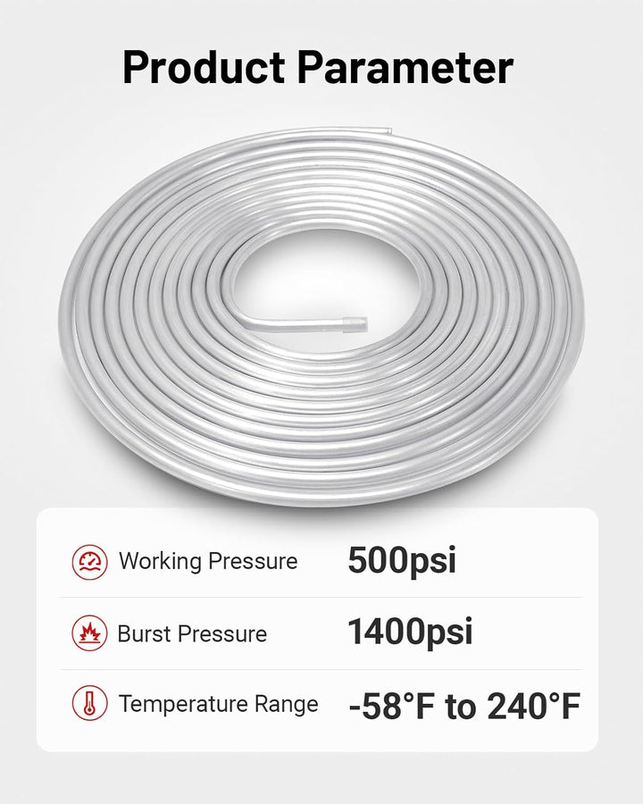 Evil Energy Fuel Line with 500psi working pressure, 1400psi burst pressure, temperature range -58°F to 240°F