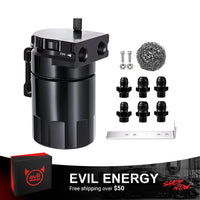 EVIL ENERGY 300ml Baffled Oil Catch Can, Aluminum Air Oil Separator 2 Port with 6AN/8AN/10AN CPE Fuel Hose & Fitting Kits