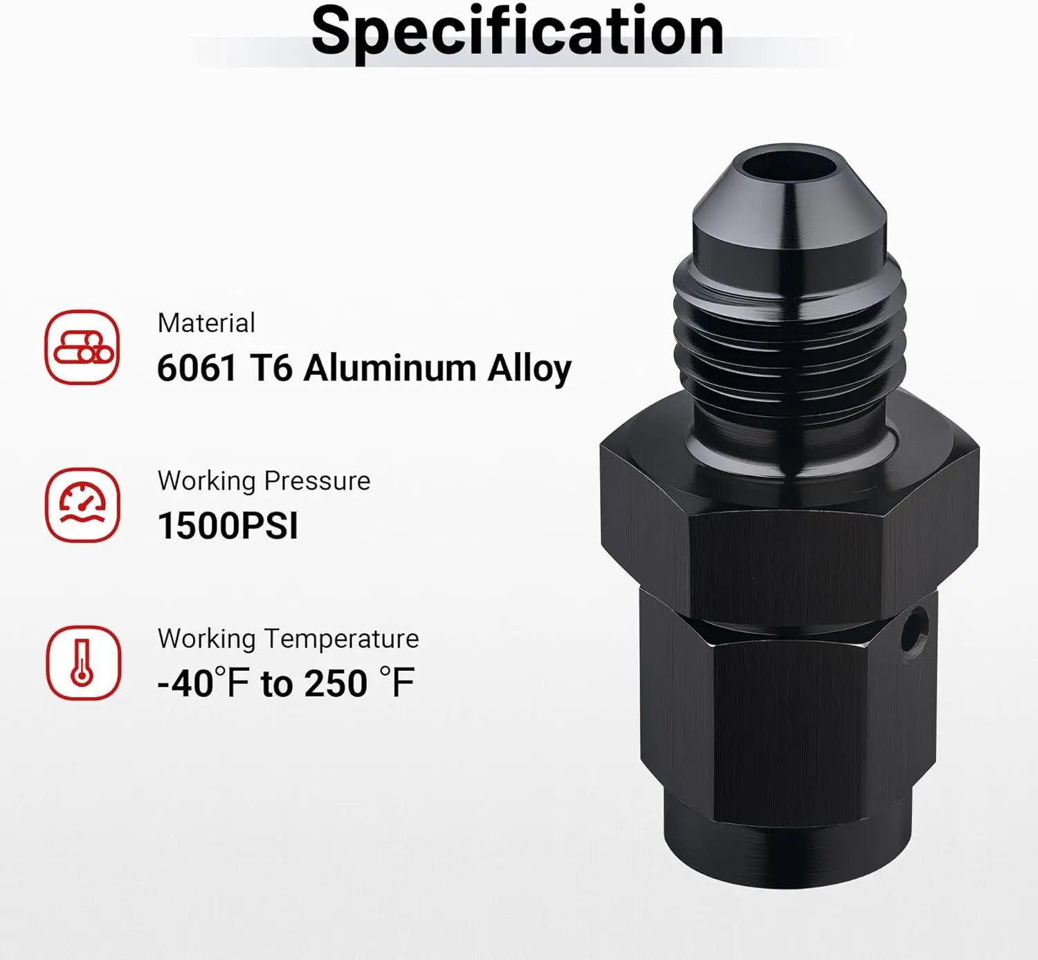 EVILENERGY EVIL ENERGY 3AN Female Swivel to 4AN Male Flare Expander Fitting Adapter Aluminum Black 1PC