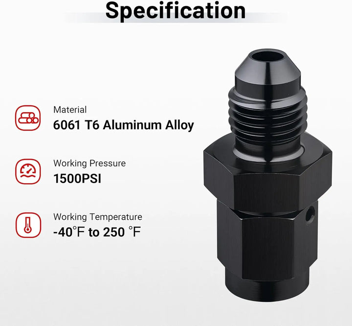 EVILENERGY EVIL ENERGY 3AN Female Swivel to 4AN Male Flare Expander Fitting Adapter Aluminum Black 1PC