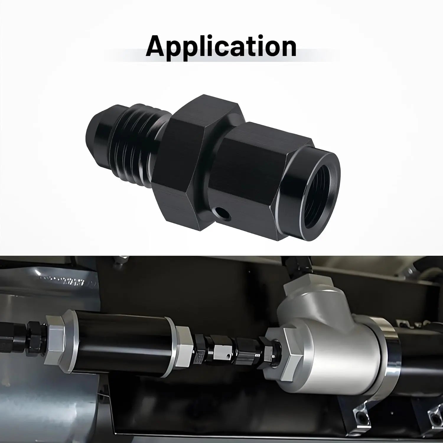 EVILENERGY EVIL ENERGY 3AN Female Swivel to 4AN Male Flare Expander Fitting Adapter Aluminum Black 1PC