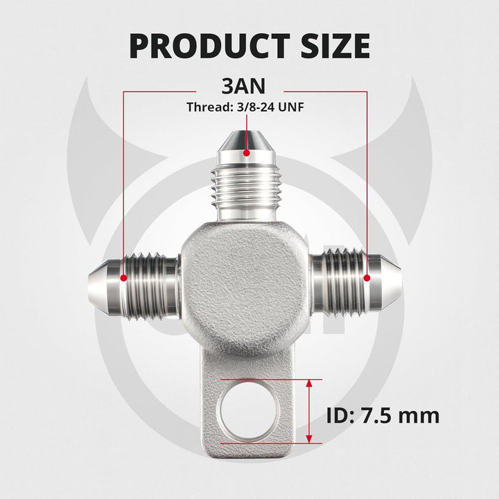 EVIL ENERGY 3AN Brake Tee Block Fitting with Mounting Tab – Stainless Steel 2PCS - EVILENERGY
