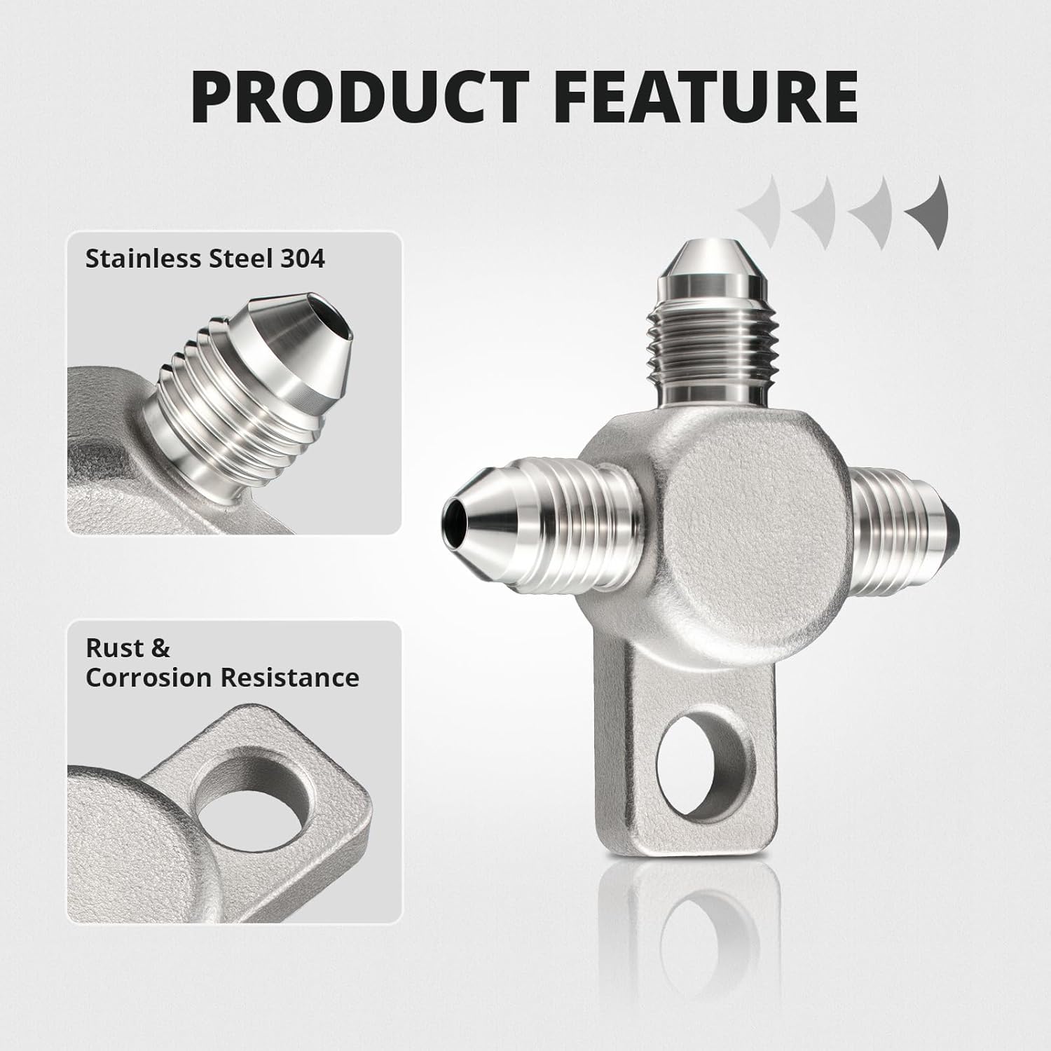 EVIL ENERGY 3AN Brake Tee Block Fitting with Mounting Tab – Stainless Steel 2PCS - EVILENERGY