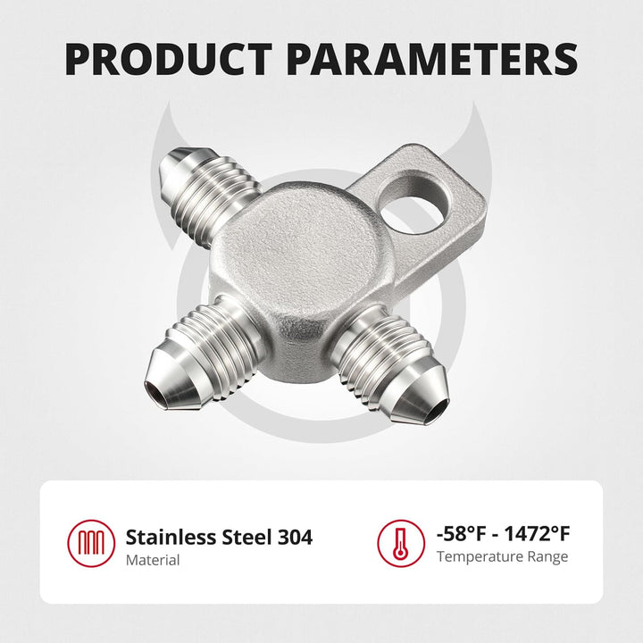 EVIL ENERGY 3AN Brake Tee Block Fitting with Mounting Tab – Stainless Steel 2PCS - EVILENERGY