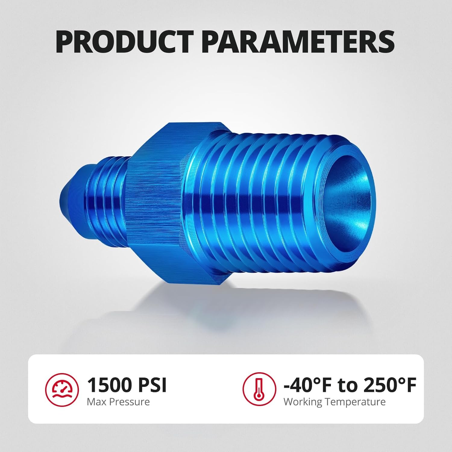 EVIL ENERGY AN to NPT Straight Aluminum Flare Fitting for Fuel, Cooling Systems, Blue - EVILENERGY