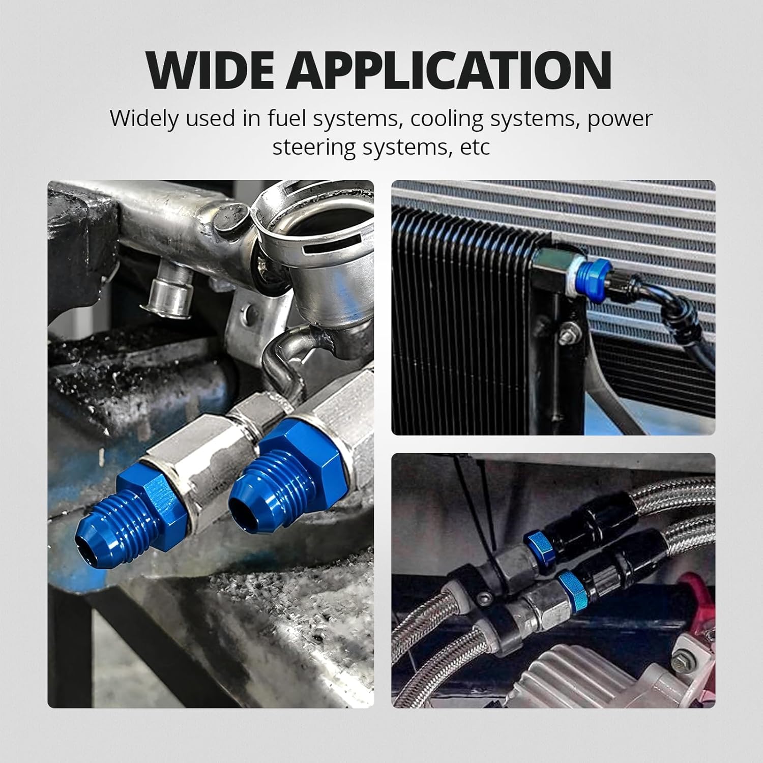 EVIL ENERGY AN to NPT Straight Aluminum Flare Fitting for Fuel, Cooling Systems, Blue - EVILENERGY