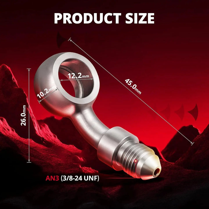 EVILENERGY EVIL ENERGY 3AN Male to 12.2mm Banjo 45 Degree Stainless Steel Brake Hose Fitting Adapter