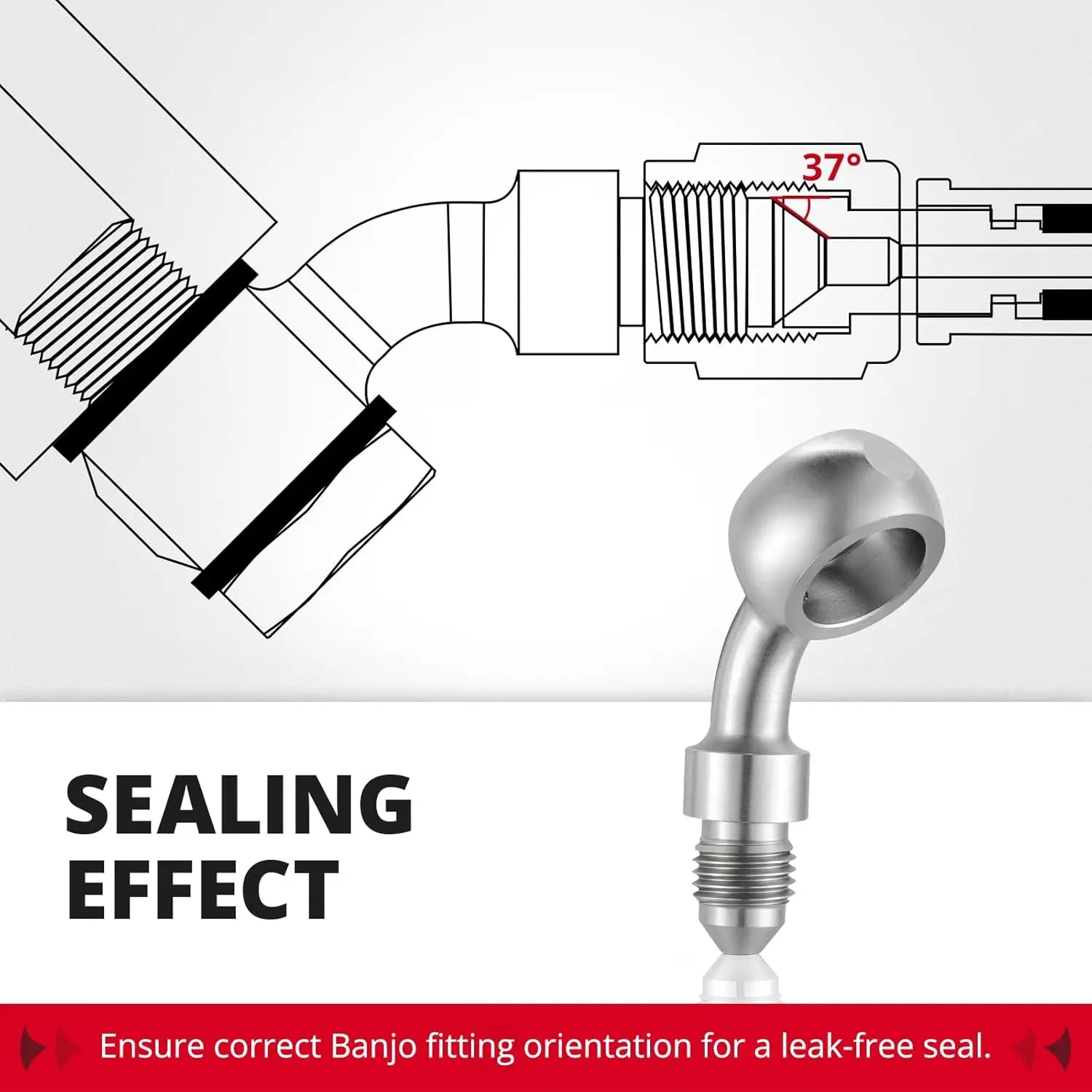 EVILENERGY EVIL ENERGY 3AN Male to 12.2mm Banjo 45 Degree Stainless Steel Brake Hose Fitting Adapter